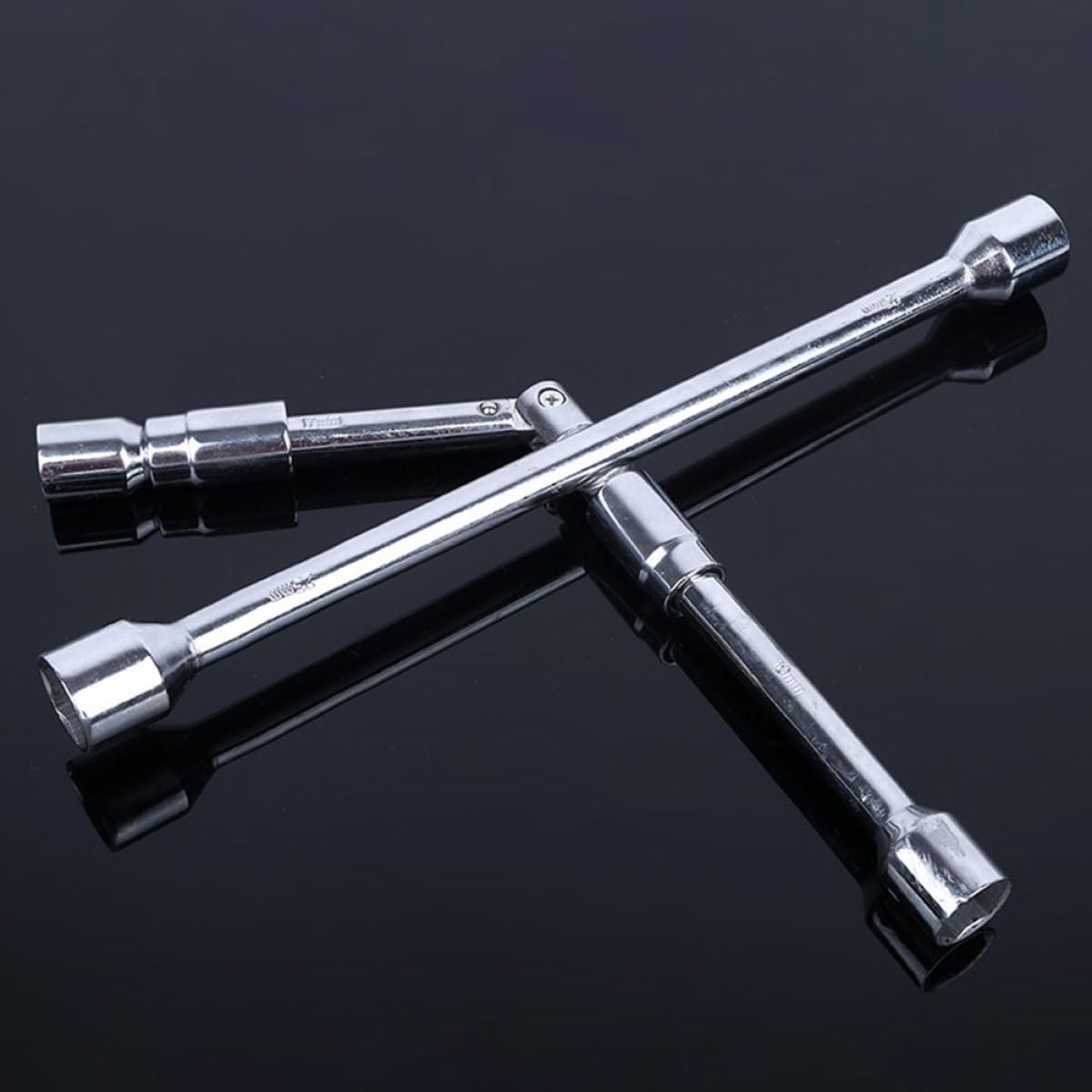 Llave para Tuercas de Rueda de Acero Plegable Agarre Cómodo, Llave Cruz de 4 Vías para Reparaciones de Neumáticos y Tuercas en Coche