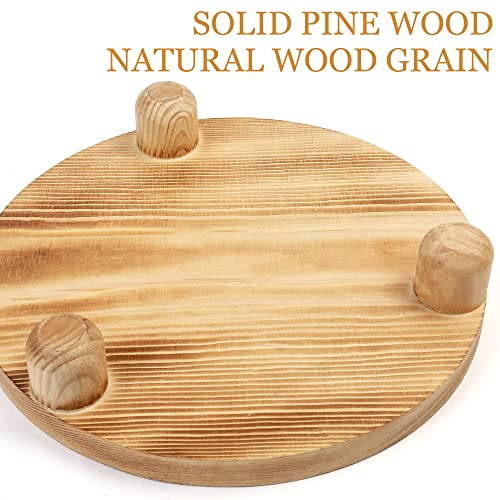 Lotfancy Wooden Plant Stool, 2Pack, 10” Low Plant Stand, Round Pot Flower Pedestal Riser Holder For Indoor Outdoor Display #TOP3