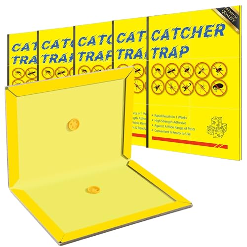 Loocaa 5 Pack Pest Sticky Traps Boards - Multi-Use Pests Sticky Trap Pads for Indoor Outdoor Garden Kitchen Office