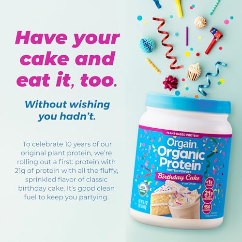 Orgain Organic Vegan 21g Protein Powder, Birthday Cake, 1.02 lb - image 7
