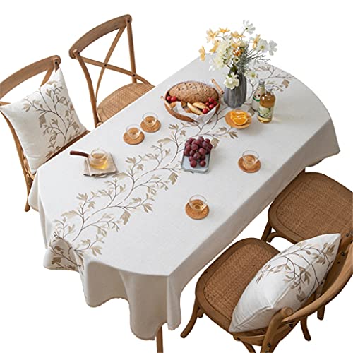 LPYHDWO Embroidery Art Table Cloth Rectangular Household Embroidered Cotton and