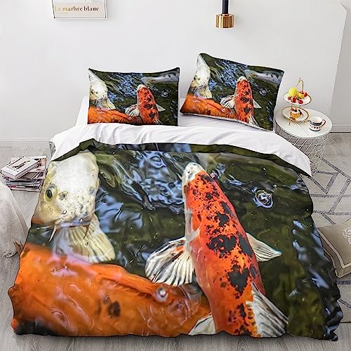 Housse de couette carpe koï king size en microfibre douce avec taies - 3