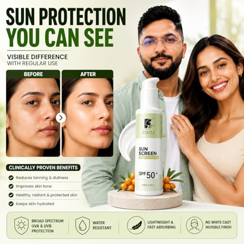 Image of Sea Buckthorn Oil Sunscreen SPF 50+ 100ml | Broad Spectrum UVA UVB Sun Protection for Face-Body |Fast Absorbing No White Cast Sunscreen | Water Resistant Daily Use for All Skin| Men-Women