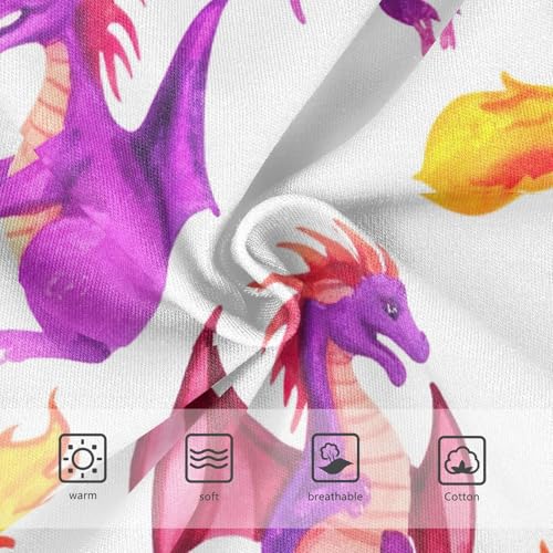 Cute Purple Dragons White Panties for Girl Girls Underwear Toddler Cotton Artistic Briefs Underpants 2t3