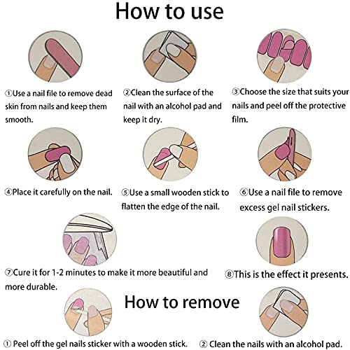 Full Wraps Nagellack Aufkleber, 20 Stück Gel Nagel Wraps einfarbig, wasserdichte Gel-Nagel-Aufkleber, Nagelaufkleber All… – Bild 7