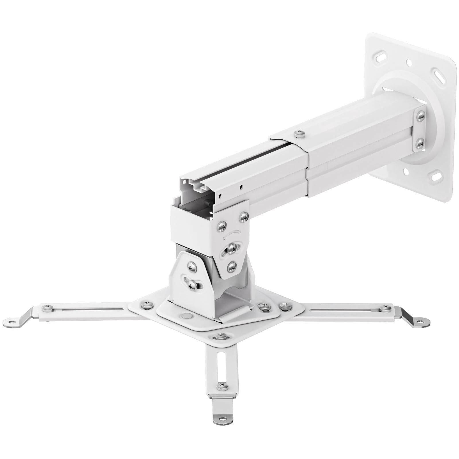Support Mural Pour Projecteur - Rotation 360°, Fixation Simple Trou - Compact, Blanc, Compatible La Plupart Des écrans - 12