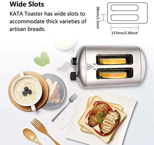 HYLK Profession Toaster, 2 Scheiben Compact Toaster Edelstahl Extrabreiter Slotbread Ofen W/Lift Level Bagel,Toaster… – Bild 3