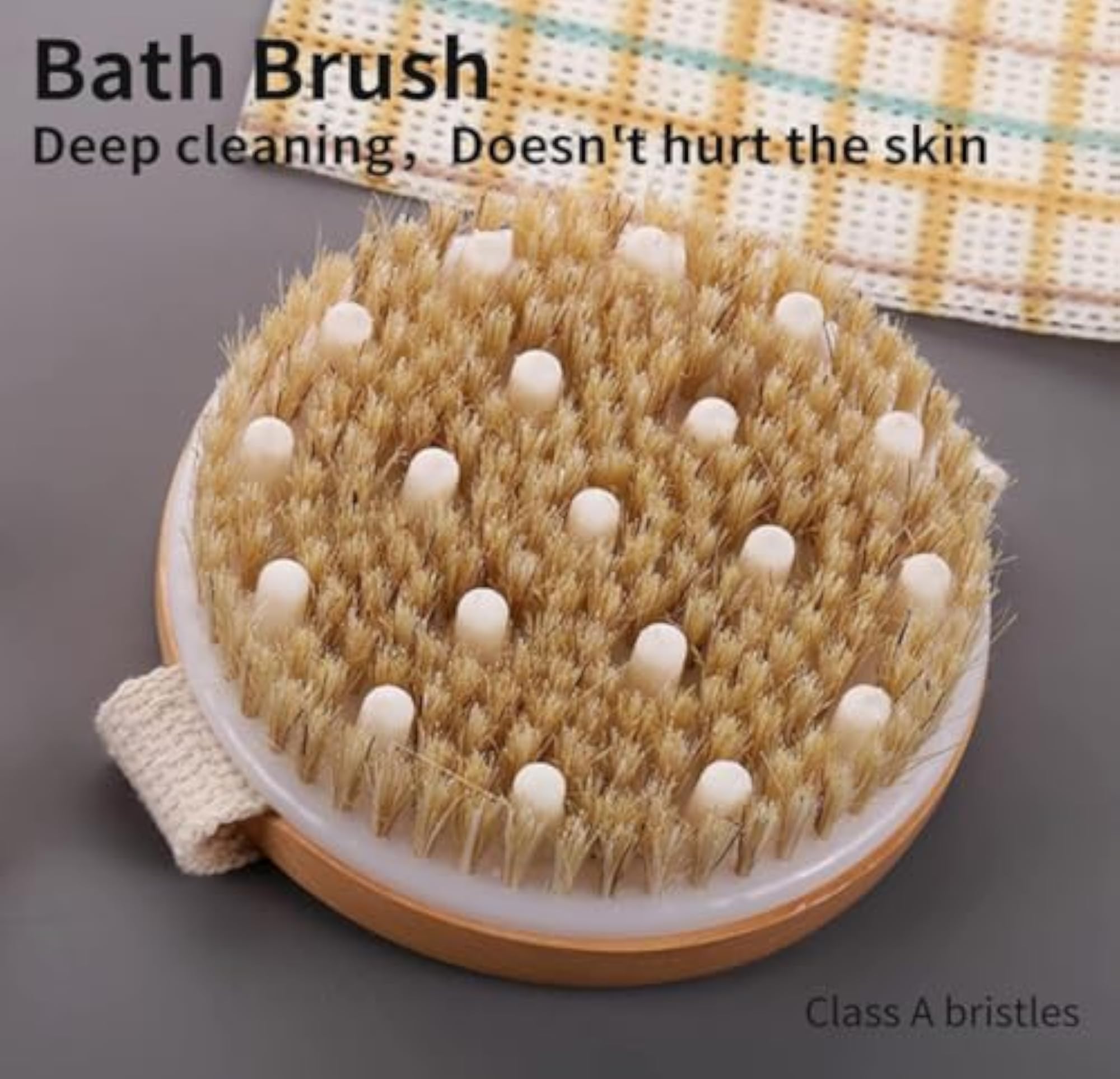 Wooden Bath Brush with Massaging Nodes, Deep Cleansing Tool