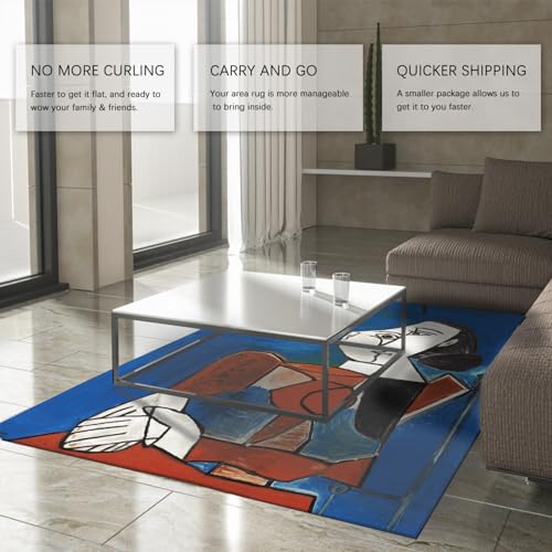 Tapis doux lavable 120x240cm style Picasso anti-taches