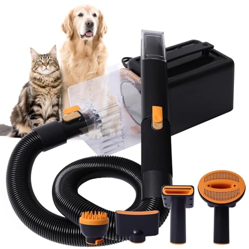 Pmango Hundetrockner mit Staubsauger, 2400W Pet Dryer für Hunde & Katzen, regulierbare Temperatur & Windstärke (Kalt-/Heißluft), leiser Tierpflege-Blower mit 5 Zubehörteilen – Schwarz #LYCSJ71BK-DE