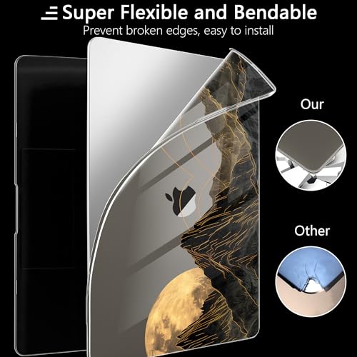MEEgoodo for M2 MacBook Pro 13 inch Case 2022 2021 2020,Crystal Cover Fit Model A2338 M2/M1 A2251 A2289,Flexible Plastic Case for 13.3-inch Laptop,Hard Shell for MacBook Pro M2,Glowing Lines Full Moon by MEEgoodo - Image 4