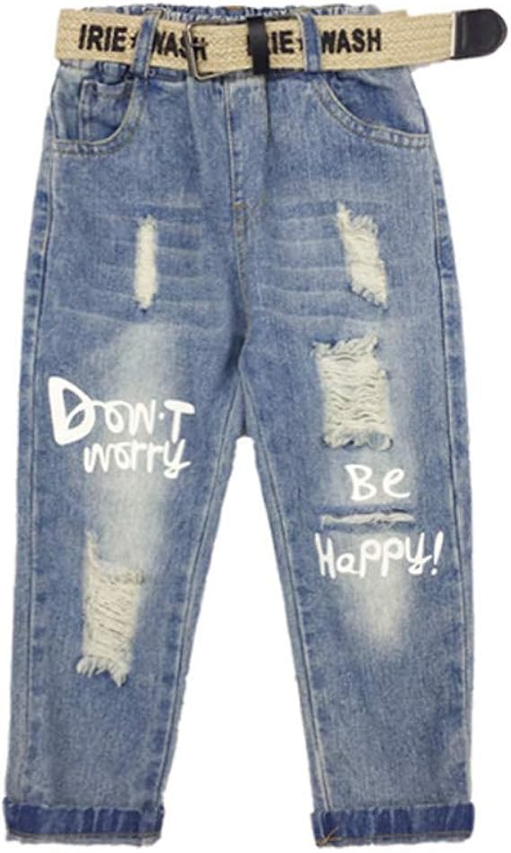Amazon 韓国子供服 男の子 デニムパンツ 春着 秋着 ダメージ ジーンズ 長ズボン 子ども服 キッズ用 ロングパンツ ジュニア レジャー ボトムス 100 160cm ロングパンツ 通販
