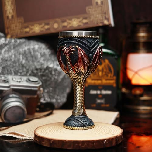 Fantasy - Bicchiere da vino medievale, Dragon Wine Goblet | Drago medievale Goblet Cup accessori per bicchieri da regalo, creativo in acciaio inox, per decorazioni per feste, bevande quotidiane - immagine 4
