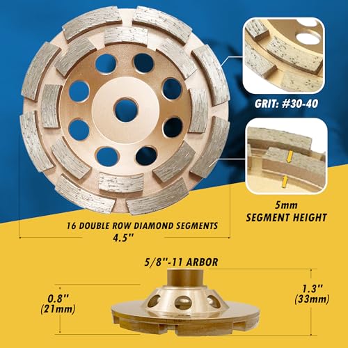 Meule diamantée béton corrige les défauts de maçonnerie avec 16 segments double rangée - 3
