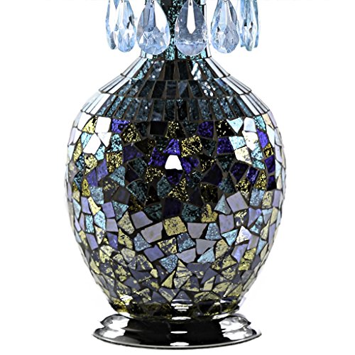 River Of Goods - Jeweled Mosaic Accent Lamp For Bedroom Or Table - 21.75" In - Night Lamp For Bedroom - Glam Lamp Style - Aqua #TOP3