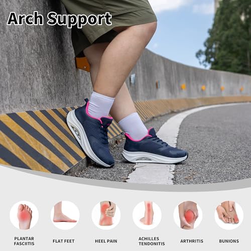 Image of SURRAY Women's Wide Width Walking Shoes - Plantar Fasciitis Arch Support Orthotic Sneakers, Comfortable Tennis Shoes for Casual Gym Workout US Size 6-11