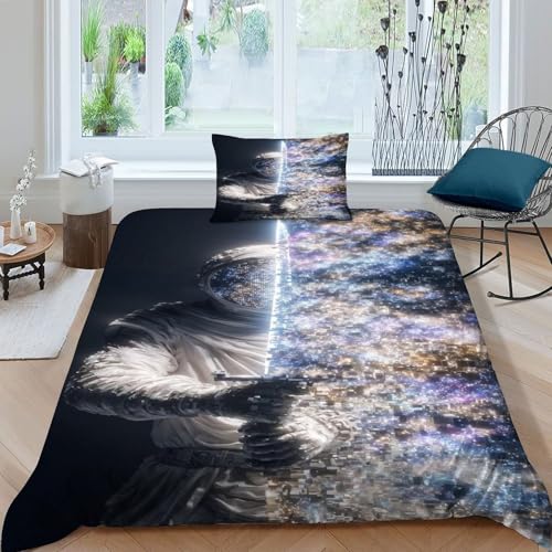 Housse de couette galaxie astronaute en microfibre ado