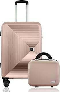 Kit Mala Rígida De Fibra 360° Tamanho Média TSA com Frasqueira - Gladiador B4M2 (Rose Gold)