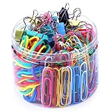 Paper Clips Binder Clips, 320pcs Office Clips Set with Colored Paperclips Binder Clips and Rubber Bands, Assorted Sizes Paper Clips Paper Clamps for Office and School Document Organizing