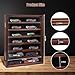 WodGod 7 Layers Knife Display Case, Cherry Wood, Locking Cabinet with 6 Removable Double Shelves and 6 Single Shelves, Wall Mounted or Desk Display
