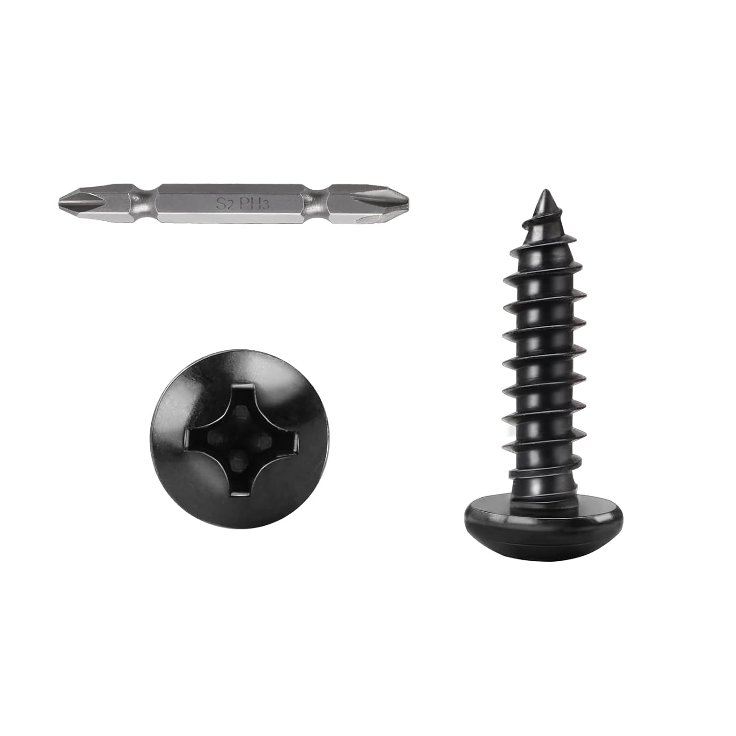 #12 x 1-1/2" Wood Screws Pan Head Phillips Drive 304 Stainless Steel Self Tapping Screws 100pcs HS/ZGLS-02