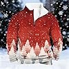 Christmas Jumpers for Men 2025 Nordic Style Lightweight Reindeer Printed Jumper, Stand Collar Long Sleeve Pullover Top, Christmas Jumper Xmas Jumper Sweaters for Men UK Sizes S-5XL #2