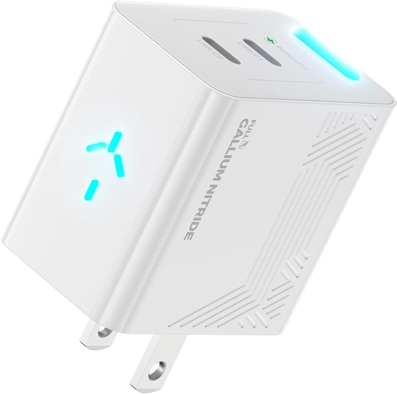 35W GaN Charger, Up to 41% Faster Two-Device Charging, Sustained 35W Dual USB-C Output, Foldable Plug with 360° RGB Status Light & One-Tap Control, for iPhone 17/16/15, iPad, Galaxy S25/S24