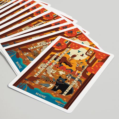 Lantern Press Maine, animales del bosque, 52 cartas póker miniatura 5