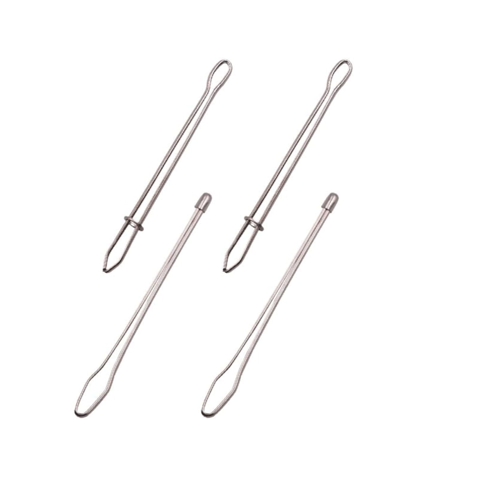 Threader Tweezer, 4 Pcs Elastic Cord Stainless Steel Threader, Drawstring Threader Tweezers, Elastic Band Threading Aid Household, Crafting Rope Cord Pulling Thread Tool, for DIY