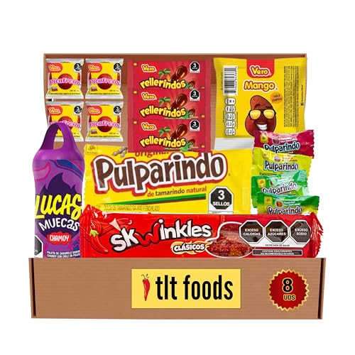 TLT FOODS Lote Dulces Mexicanos – Pack Variedad Chuches Picantes Para Regalar, Mix Surtido Golosinas Caramelos, Candy Box Snacks Mexico, Chamoy, Pelon Pelo Rico, Pulparindo, Tamarindo (S)