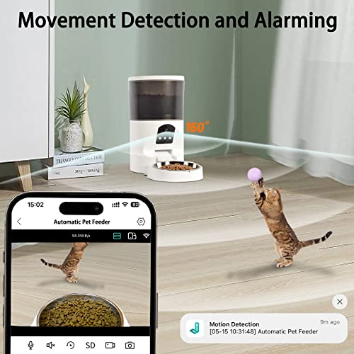 Automatic Cat Feeders With Camera 6L Large Capacity 1080P Full Hd Video Dog Feeder With Night Vision 2.4Ghz Wifi Pet Feeder With 2-Way Audio 150° Wide View App Control #TOP3