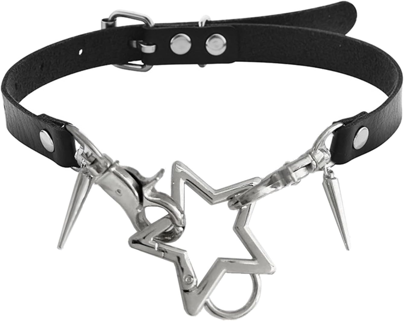 NUEAYMS Pentagrams Big Bone Leathers O Style Choker DIY Star Pendant Necklace for Women Punk Aesthetic Necklace Accessory