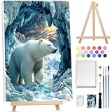 tableau ours polaire peinture Cadeaux Uniques et Décorations d'Intérieur -- Le kit de Paysage peinture par numéros sur toile est une excellente idée de cadeau pour les adultes ou la famille lors des anniversaires, Saint-Valentin, Anniversaire de mariage, Fête des Mères, Thanksgiving, Noël, etc. Les peintures à l'huile aux couleurs riches conviennent parfaitement pour être accrochées dans votre chambre ou lors de diverses occasions. Lorsque les gens verront vos œuvres artistiques DIY, ils ne manqueront pas de compliments