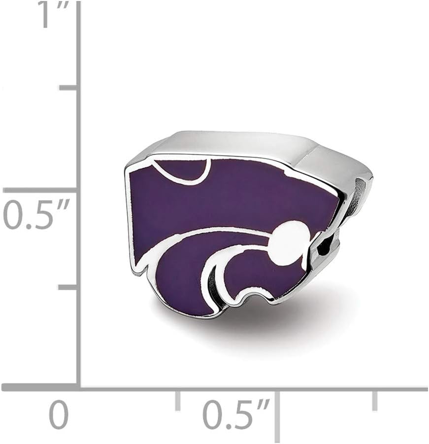 LogoArt Logo Art Sterling Silver Kansas State Wildcats Enameled Logo Bead