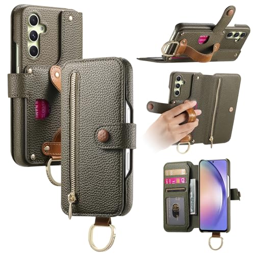 Étui Samsung A05 vert en cuir parfait pour sécuriser vos cartes lors de vos sorties