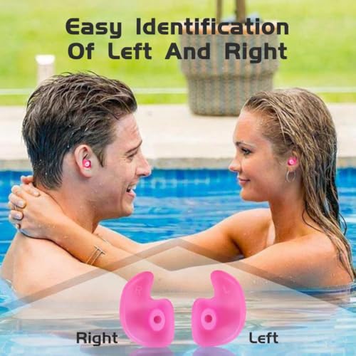 Image of Silicone Swimming Waterproof Soft Ear Plugs Reusable Anti-Noise Dust-Proof Water Diving Sports Earplugs (Pink, One Size)