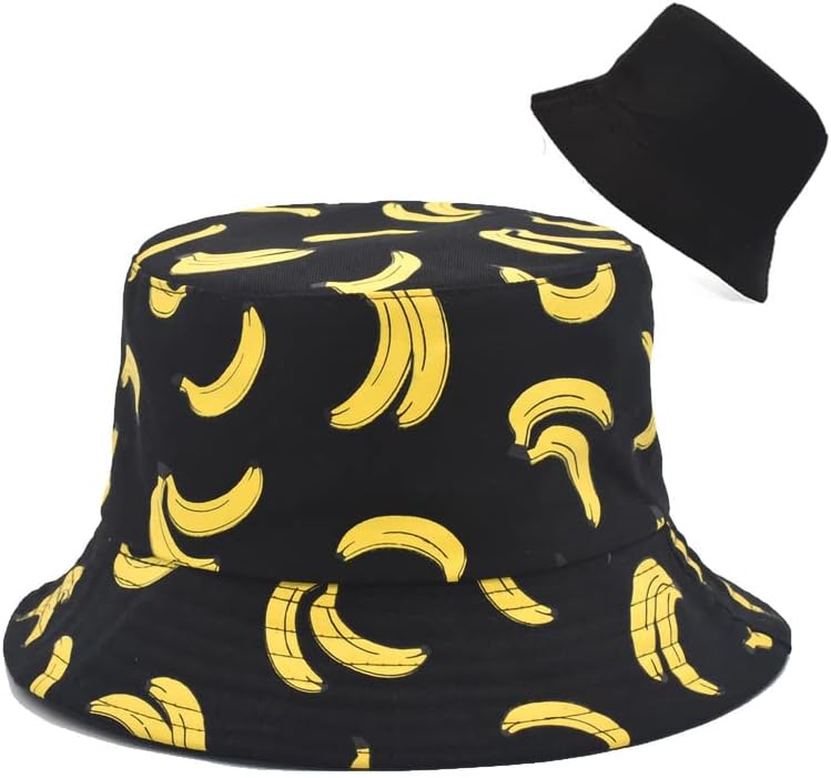 Bucket Hat Cotton Double-Side-Wear Reversible Sun Hat for Women Men, Summer Vacation Travel Beach Packable Fisherman Hat