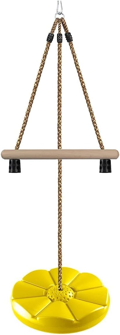 REZNOR Disc Swing for Kids Swing Set Accessories, 7FT Height Adjustable Gym Monkey Bar, Tree Swing for Backyard (Yellow)