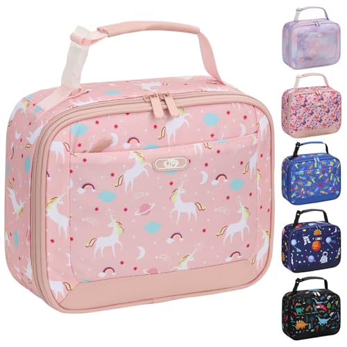 Tenot Lunch Box Kids Insulated Lunch Tote Bag Pink Unicorns