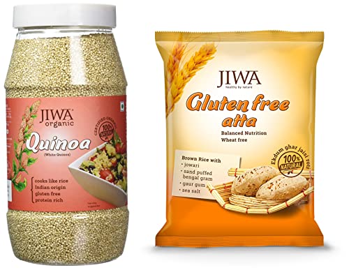 Image of JIWA healthy by nature Organic Quinoa, 1 Kg, (Certified Organic & Gluten Free) & Gluten Free Atta /Flour, 1Kg