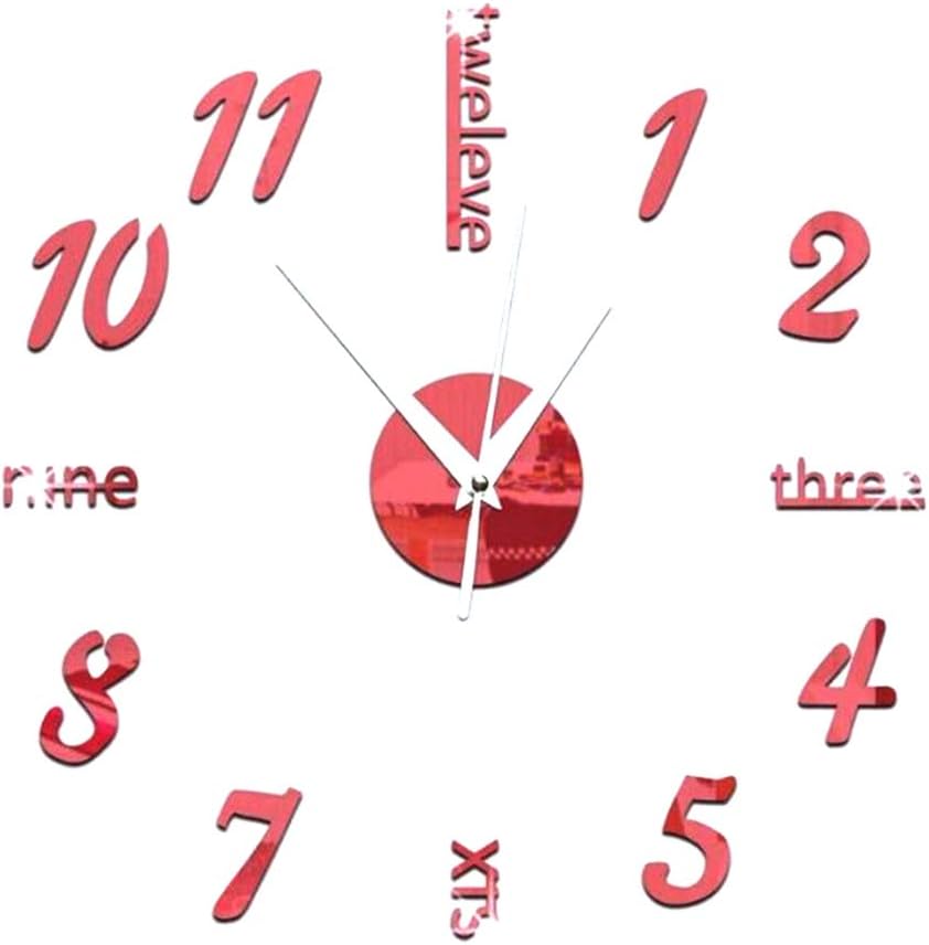 Colorido Wall Sticker, Simple Modern Mirror Numbers Letters 3D Wall Clock Sticker