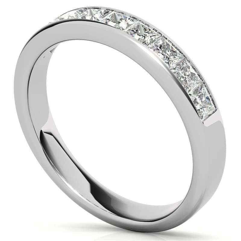 1.2 Carat Eternity Bands for Women, Princess Cut Moissanite Channel Anniversary Ring Sterling Silver Wedding Rings3