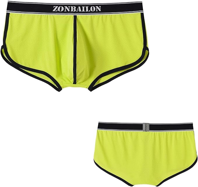 JINSHI Men's Athletic Short Leg Boxers Underwear,No Fly Bulge Enhance Boxer Trunk,Breathable mesh Side Slit Shorts2