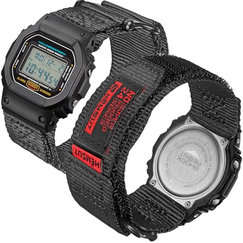 HEMSUT Quick Release 16mm Nylon Watch Band for G-Shock Compatible with G-Shock GD/DW/GW/GA Series (GD-350 DW-5600 GW-6900 GA-100/200/2100)  Super Rugged Military Style Replacement Strap (Premium Seatbelt Nylon)