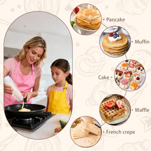 2 Packs of Pancake Batter Dispenser,1000ml Squeeze Pancake Dispenser | Mixer Bottle with Stainless Steel wire Ball,Suitable for Pancakes Crepes Waffle Muffins Qatayef Cupcak - image 5