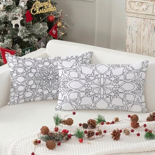 Oreiller Canapé Motif Impression Double Face Imperméable Blanc - 3