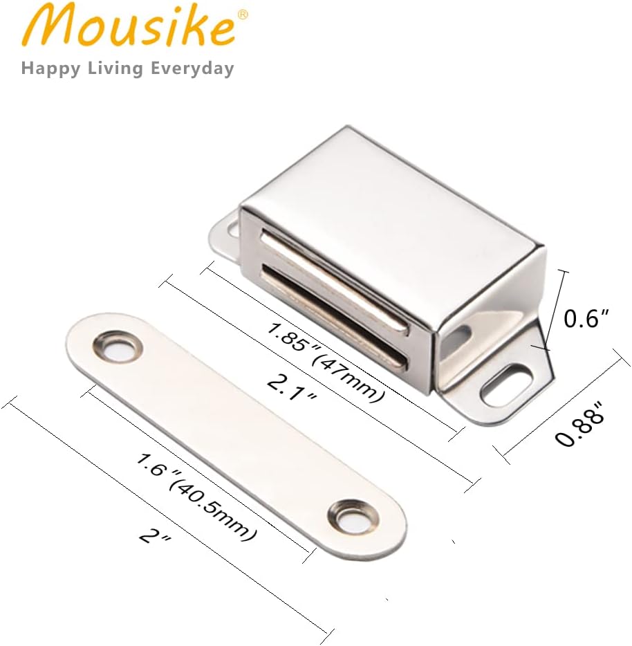 Mousike Cabinet Magnets 30lb Stainless Steel Magnetic Door Catch with Strong Magnetic for Kitchen Cupboard Wardrobe Closet Cabinet Door Drawer Latch