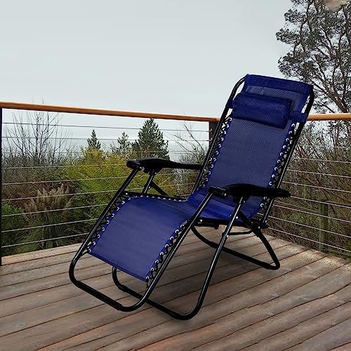 Image of ginoya brothers Stainless Steel - Recliner Sleeping Chair With Adjustable & Foldable Legs For Beach, Home Lounging, Camping Outdoor Activity (Blue)