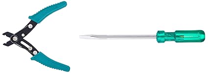 Taparia 927 Steel (10.0 x 1.2mm) Flat Tip Screw Driver (Green and Silver) & Taparia WS 05 Steel (130mm) Wire Stripping Plier (Green and Black)