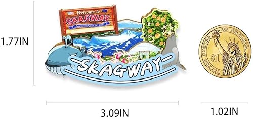 Miniatura 3 de USA Skagway - Imán para nevera, diseño de madera en 3D, para viajes, recuerdos coleccionables, decoración hecha a mano, 2